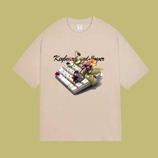 Summer Printed DTG T-Shirt Breathable 240g Cotton Drop Shoulder 100% Woven Fabric