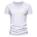 Mens High Quality 100% Cotton V-Neck T-Shirt Plain Deep V Neck T-Shirts