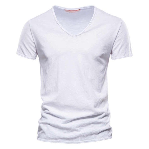 Mens High Quality 100% Cotton V-Neck T-Shirt Plain Deep V Neck T-Shirts