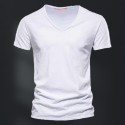 Mens High Quality 100% Cotton V-Neck T-Shirt Plain Deep V Neck T-Shirts