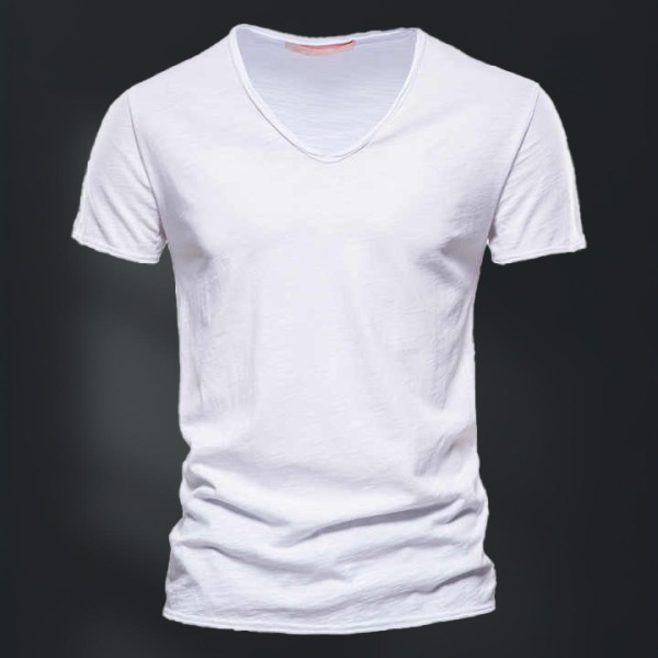Mens High Quality 100% Cotton V-Neck T-Shirt Plain Deep V Neck T-Shirts