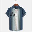 Men's Summer Vintage Geometric Hawaiian Beach Print Short Sleeve Shirt