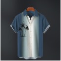 Men's Summer Vintage Geometric Hawaiian Beach Print Short Sleeve Shirt
