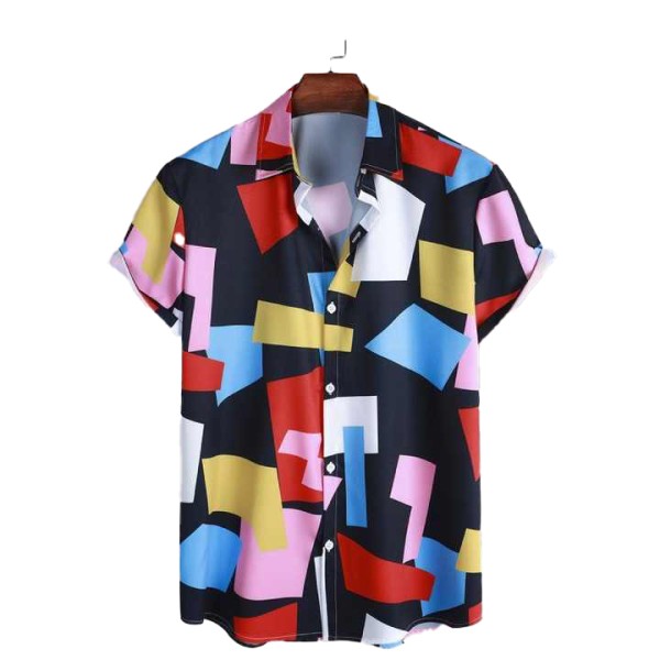 Men's Clothing Summer Men Hawaiian Print Short Sleeve Shirt