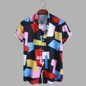 Men's Clothing Summer Men Hawaiian Print Short Sleeve Shirt