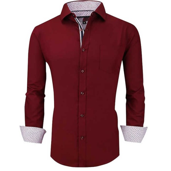 Breathable Plain Summer Cotton Shirt Men's Cut Long Sleeve Snap Work Shirt
