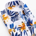 Shirt Men's Collar Polyester Fiber Polyester Sand Difficult Leisure Travel Slim-fitting Flower Shirt