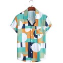 Men's Summer Short Sleeve Vintage Geometric Hawaiian Shirt