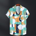 Men's Summer Short Sleeve Vintage Geometric Hawaiian Shirt