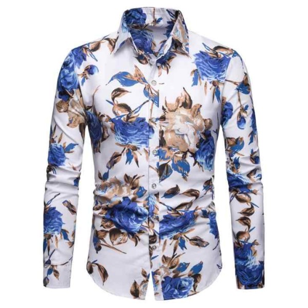Spring and Autumn Men's Long Sleeved Printed Shirt New Fashion