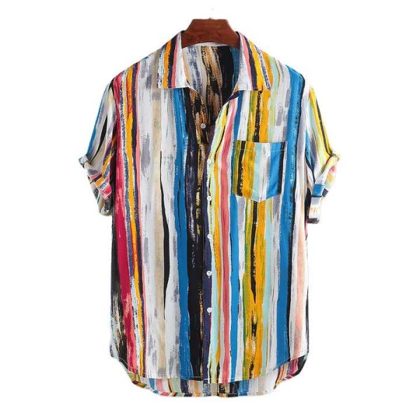 Fashion Men Shirts Quality Resort Shirt Vintage Linen Shirts