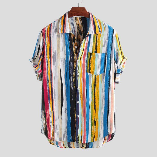Fashion Men Shirts Quality Resort Shirt Vintage Linen Shirts