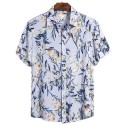 Fashion Man Shirt Casual Button Hawaiian Print Beach Short Sleeved