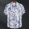Fashion Man Shirt Casual Button Hawaiian Print Beach Short Sleeved