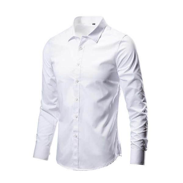 White Blue Black Shirt Long Sleeve Classic Men Formal Dress