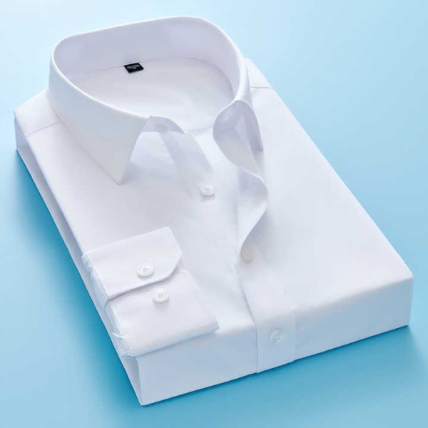 White Blue Black Shirt Long Sleeve Classic Men Formal Dress