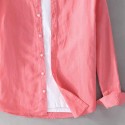 Men's Casual Slim Fit Long Sleeve Button up Soild Cotton Linen Shirt