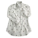 Men's 100% Cotton Flannel Dress Shirt Long Sleeved Embroidered