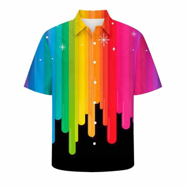 New Style Short Sleeve Colorful Graphic Blouses Beach Vacation Shirts For Men Clothes