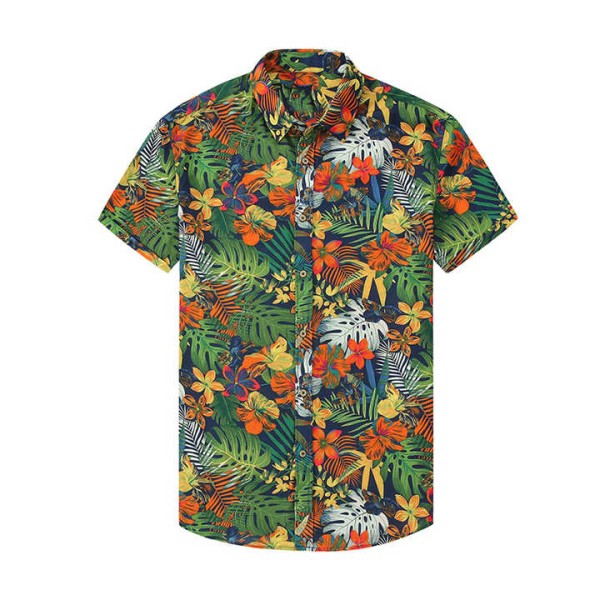 Oversize Full Printed Cuban Collar Men's Half Sleeve Button up Shirts