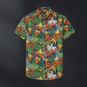 Oversize Full Printed Cuban Collar Men's Half Sleeve Button up Shirts