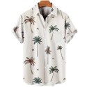 Hawaii Men's Short Sleeved Shirt, Street Casual Wear White Hawaiian Shirt