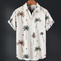 Hawaii Men's Short Sleeved Shirt, Street Casual Wear White Hawaiian Shirt