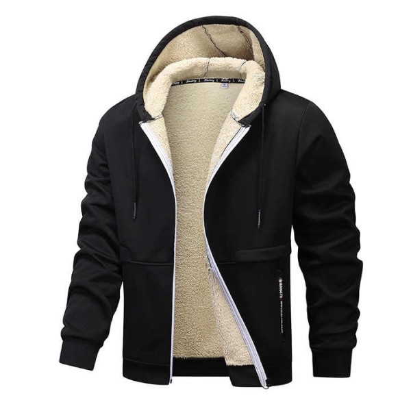 Men Winter Jackets Fleece Sherpa Zip up Cotton Coats
