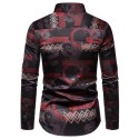 Men's Casual Long Sleeve Flannel Shirt Breathable Digital Print Turn-Down Collar