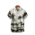 Men's Casual Hawaiian Scenery Print Short-Sleeved