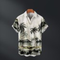 Men's Casual Hawaiian Scenery Print Short-Sleeved