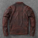 Distressed Vintage Men's Leather Jacket Top Cowhide Genuine Leather Coat