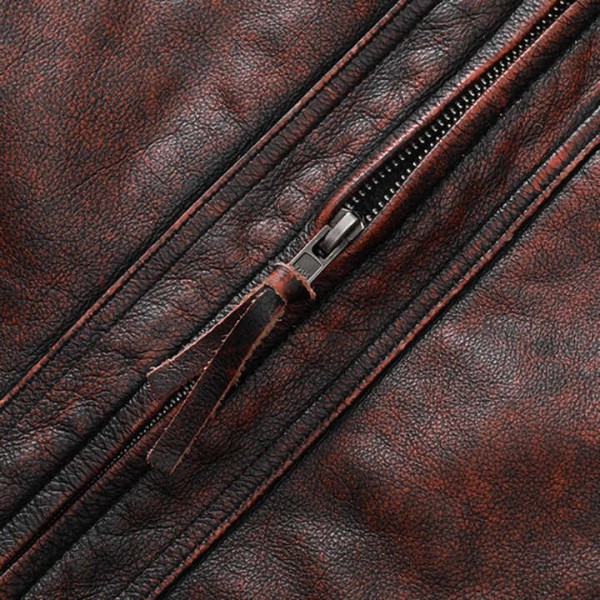 Distressed Vintage Men's Leather Jacket Top Cowhide Genuine Leather Coat