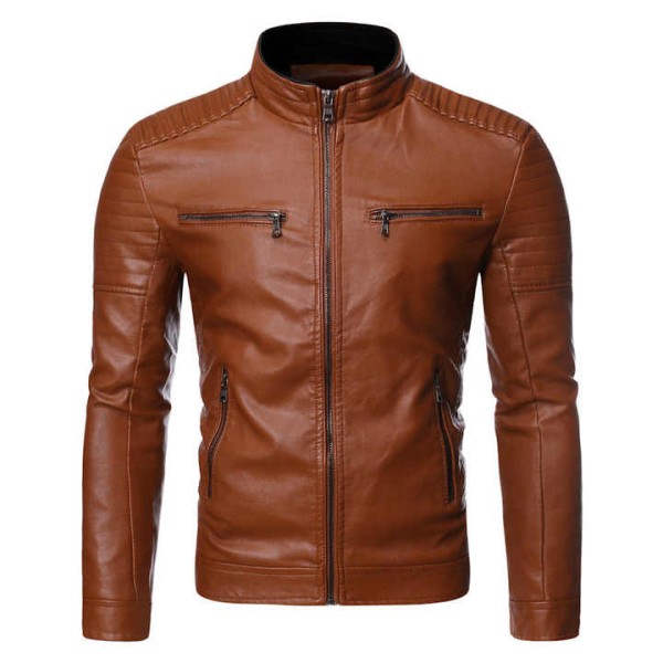 Spring Autumn Thin Men's Stand Collar Striped Embroidery Zipper