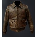 Brown Genuine Leather Men Fashion All Sizes with and Label High Quality Jacket