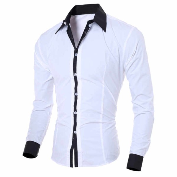 Men's Plus Size 100% Polyester Patchwork Casual Shirt Solid Long Sleeve