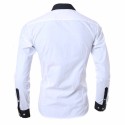 Men's Plus Size 100% Polyester Patchwork Casual Shirt Solid Long Sleeve