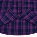 Square Collar Men'S Plaid Shirt Purple Long Sleeve Button