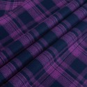 Square Collar Men'S Plaid Shirt Purple Long Sleeve Button