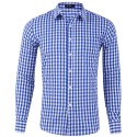 Men's Cotton Lapel Long-sleeved Shirt Casual Small Plaid Long-sleeved Shirt