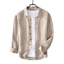 Mens Long Sleeve High Quality Linen Shirt