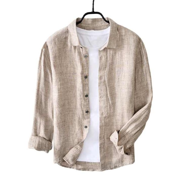 Mens Long Sleeve High Quality Linen Shirt