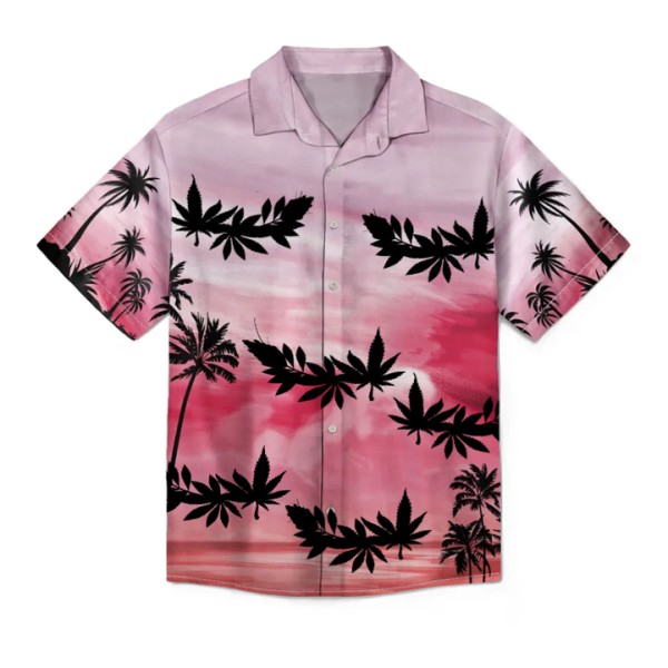 Shirt Personalized Green Leaves Short Sleeve Shirts