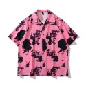 Men's Hip Hop Streetwear Shirts Polyester Boys Short Sleeve Oversize Beach Blouse