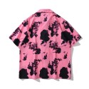 Men's Hip Hop Streetwear Shirts Polyester Boys Short Sleeve Oversize Beach Blouse