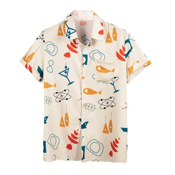 Print 100% Polyester Summer 3d Beach Flower Print Hawaiian Shirts