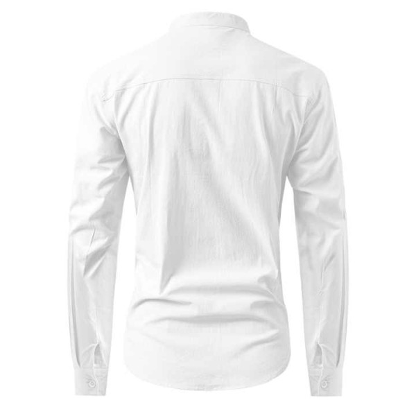 Men's Slim Fit Long Sleeve Shirt with Stand Collar Fashion Button