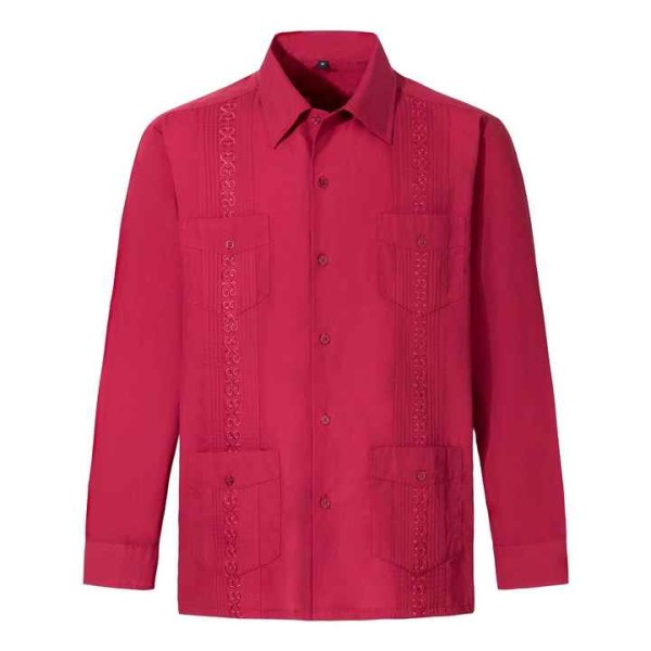 Pull up Men's Long Sleeved Shirt Four Pocket Shirt for Men