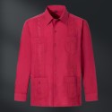 Pull up Men's Long Sleeved Shirt Four Pocket Shirt for Men