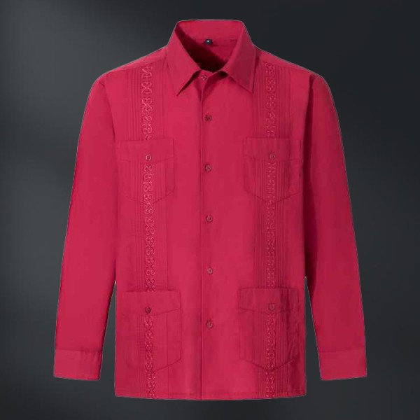 Pull up Men's Long Sleeved Shirt Four Pocket Shirt for Men